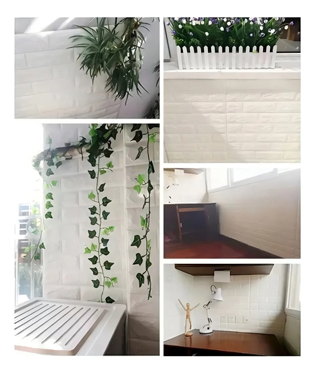 20 Placas Auto Adesivas 3d Papel Parede Tijolinho Branco — foto 3