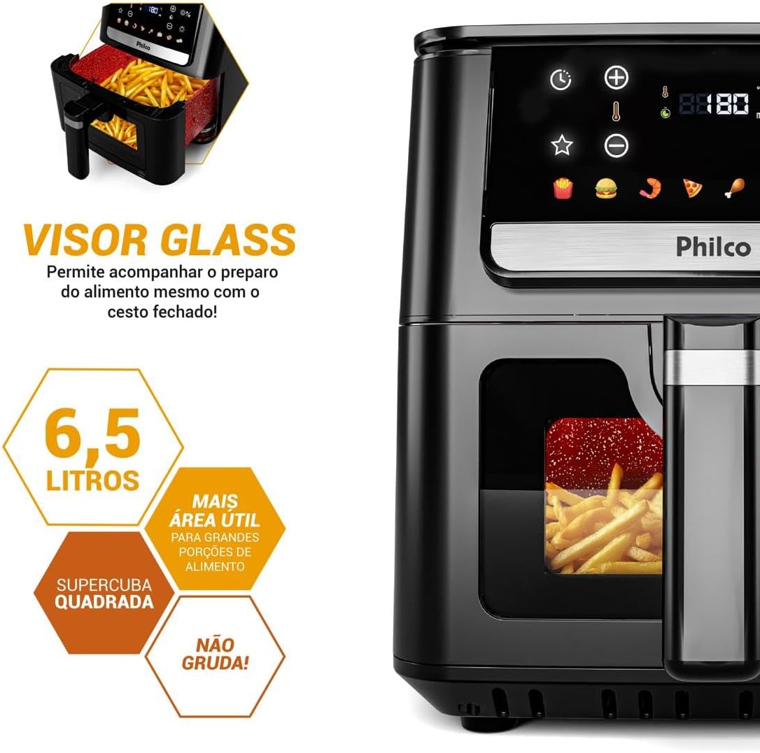 Air Fryer Philco 6,5L Visor Glass 1700W PAF65 127V — foto 4