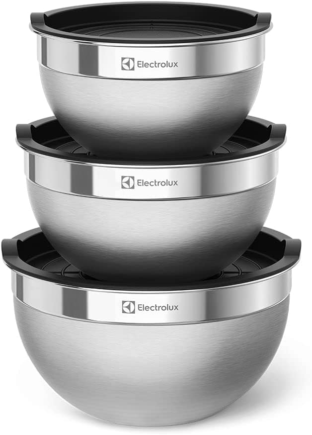Electrolux Kit Bowls Tigelas de Inox com Tampa Plástica, 3 Unidades