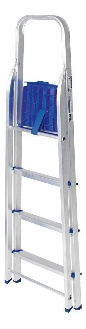 Escada Alumínio 4 Degraus Prateado/Azul — foto 2