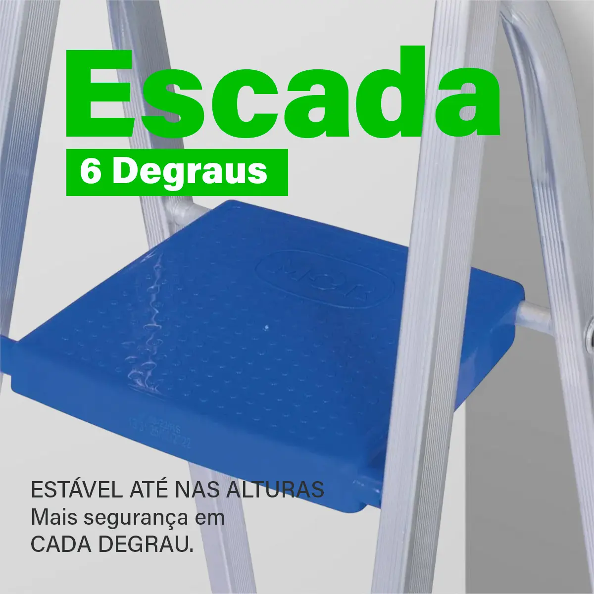 Escada De Alumínio 6 Degraus Dobrável Leve Prateada Azul — foto 4