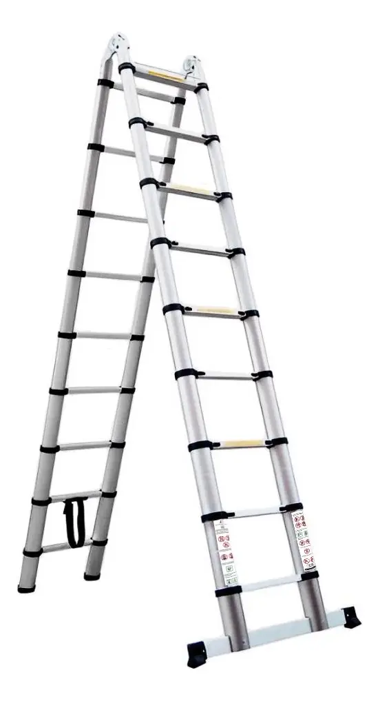 Escada Telescópica JST 5.6m Inox 18 Degraus Dobrável Antiderrapante — foto 2