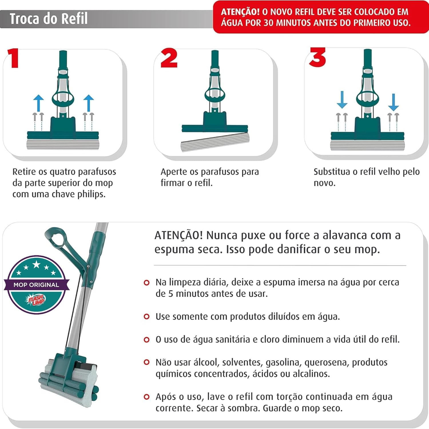 Flash Limp MOP7671 - Mop Limpeza Geral Plus, Verde — foto 6