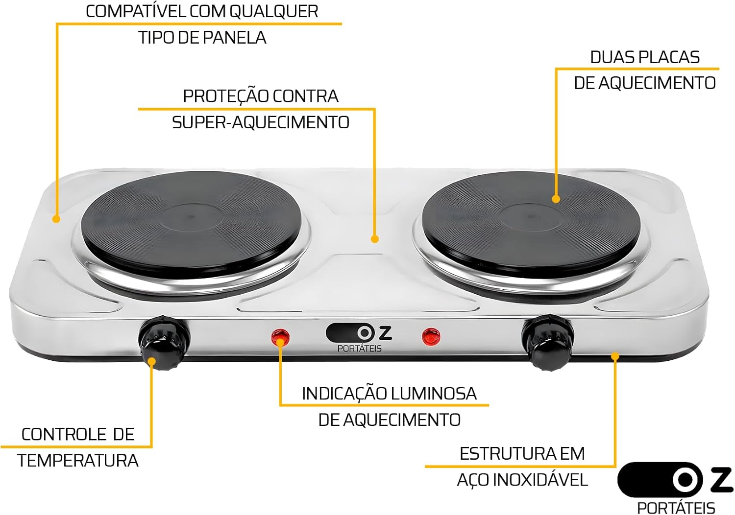 Fogão Elétrico 2 Bocas Cooktop - FE2000_127V — foto 2