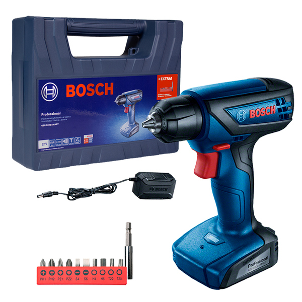 Furadeira e Parafusadeira Bosch GSR 1000 a Bateria 12V 1/4" com Carregador