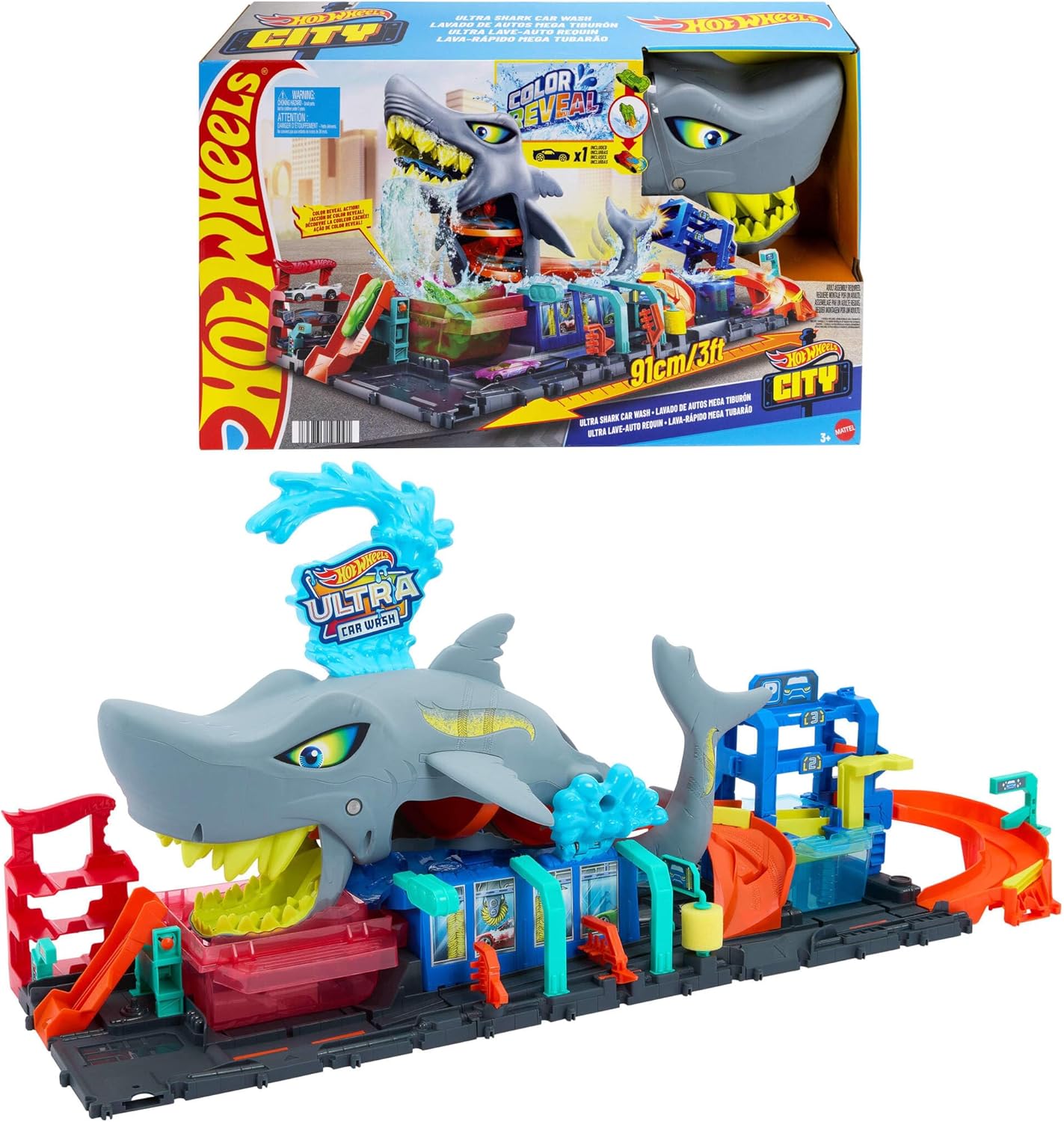 Hot Wheels Lava-Rápido Mega Tubarão com Mudança de Cor