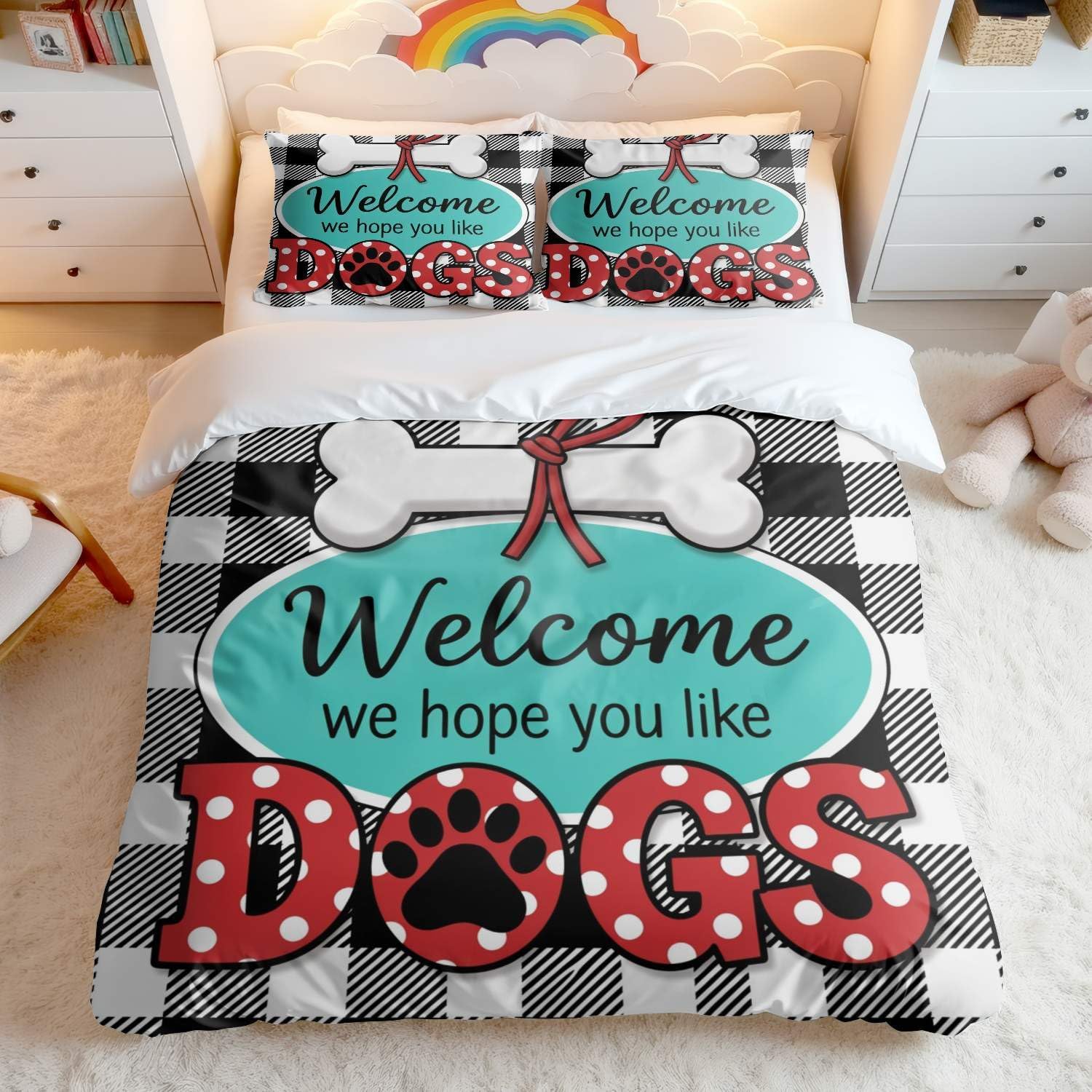 Jogo de Cama Estampa de Cachorro Impressão Digital 3D