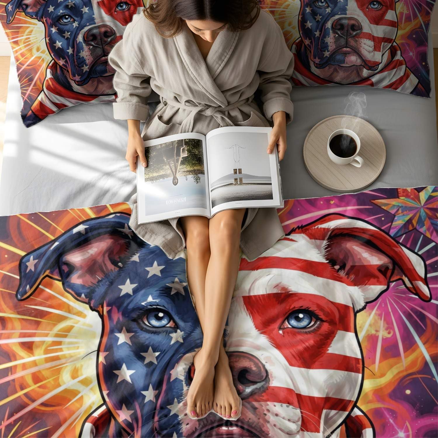 Jogo de Cama Patriótico Bandeira Americana Impressão Digital 3D — foto 5