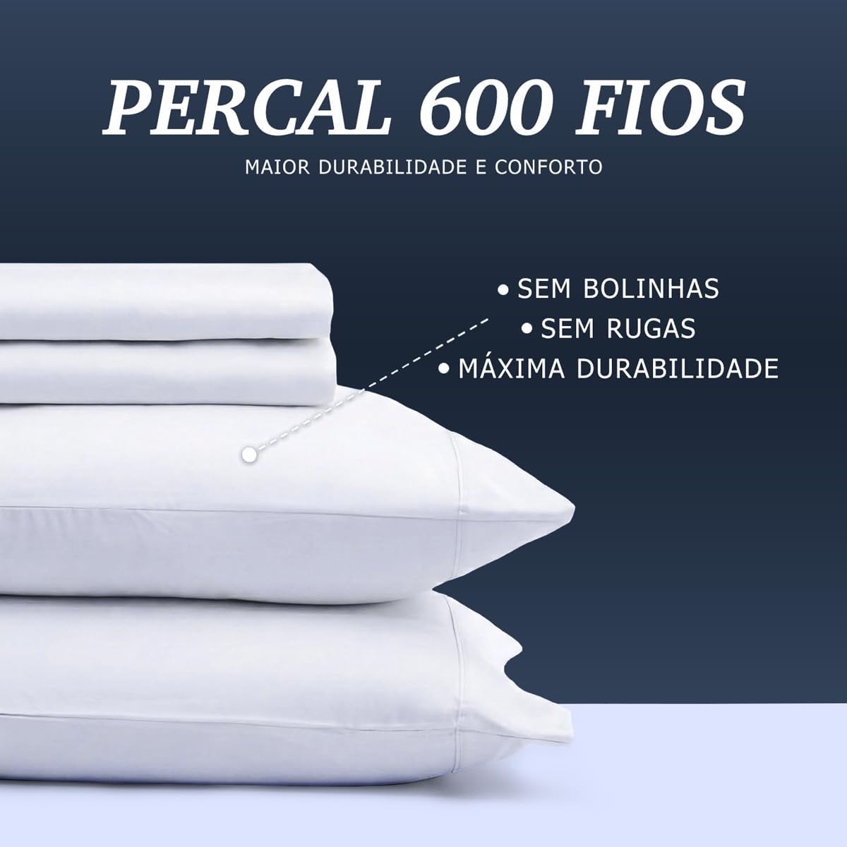 Jogo de Lençol Queen Percal 600 Fios 4 Peças Branco — foto 3