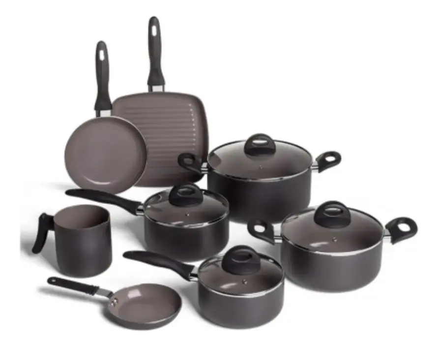 Jogo De Panelas Brinox Ceramic Life Smart Plus 8 Peças Preto