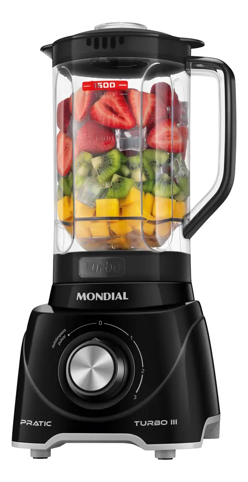 Liquidificador Pratic Turbo III, Mondial, 550W - L-93-BG - Bivolt 110V/220V