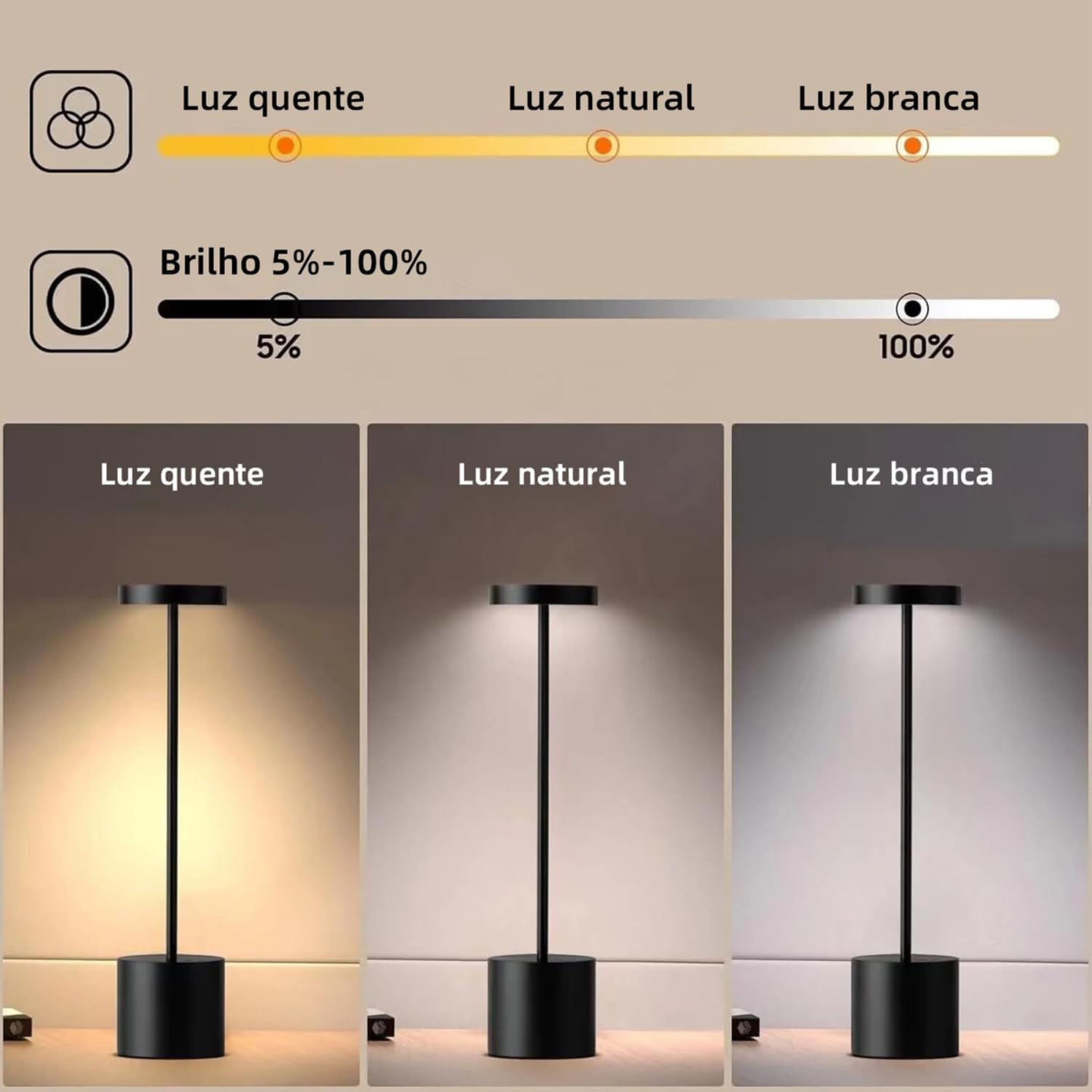 Luminária de Mesa Touch com 3 Modos de Luz Ajustáveis — foto 4