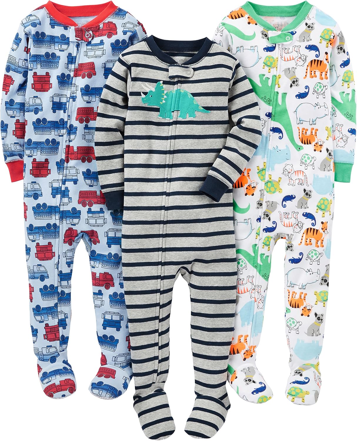 Macacão de dormir para bebês Pijama de algodão com pés justos Simple Joys by Carter'sMeninos