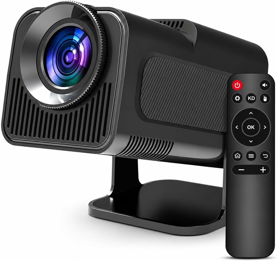 Mini Projetor Hy320 Portátil 5G Wi-Fi 6 Bluetooth 5.0 Android 11 4K 1080P Full HD 12000 Lumens LED Auto Correção Trapezoidal Horizontal Rotação 180° Ideal para Projeções Cinemáticas Premium