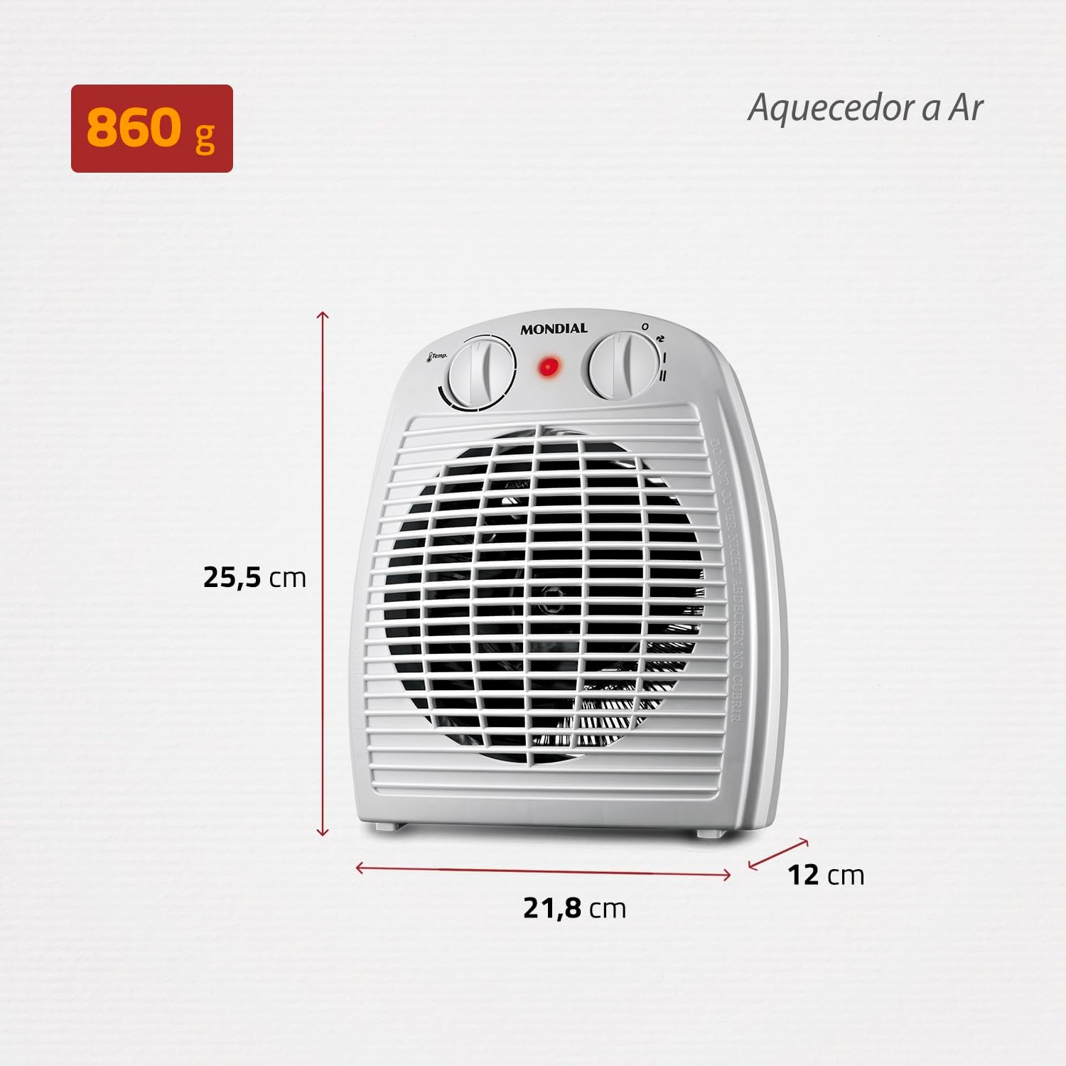 MONDIAL Aquecedor A Ar, Cinza/Branco, 1500W, 110V - A-08 — foto 5