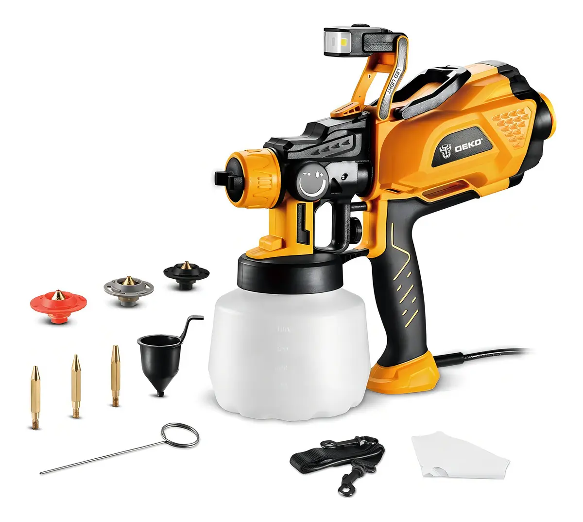 Pistola de Pintura HVLP Deko 600W LED 1,2L 3 Bicos