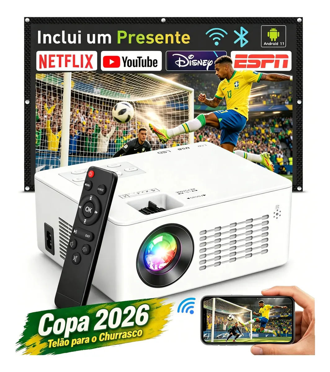 Projetor Profissional Android 4k Portátil 5g Wifi Full Hd