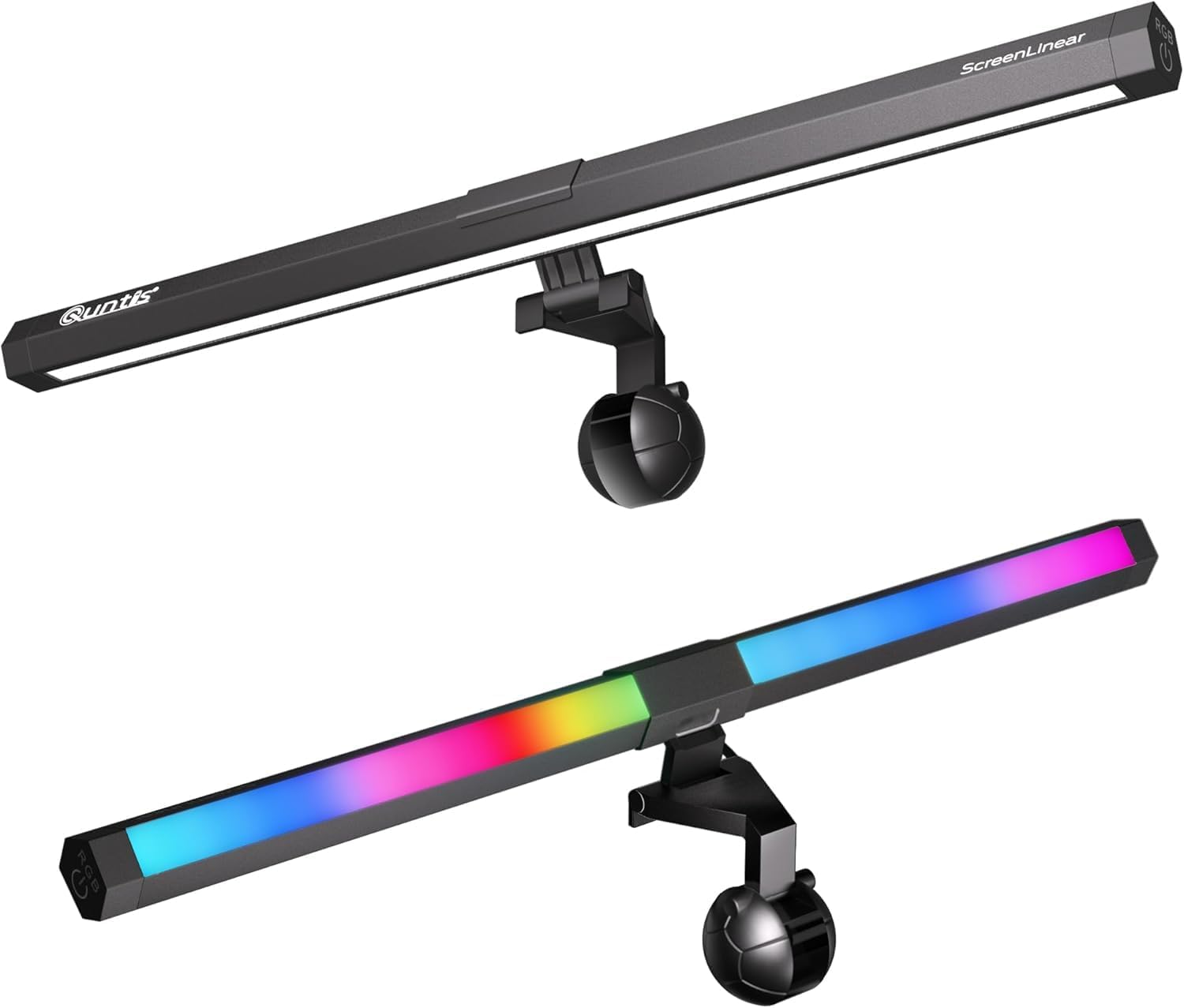 Quntis RGB Barra de Luz para Monitor Gamer com Luz de Fundo RGB e 15 Modos de Iluminação, Brilho Ajustável e 3 Temperaturas de Cor, CRI Ra95, para Home Office, Gaming e Proteção Ocular