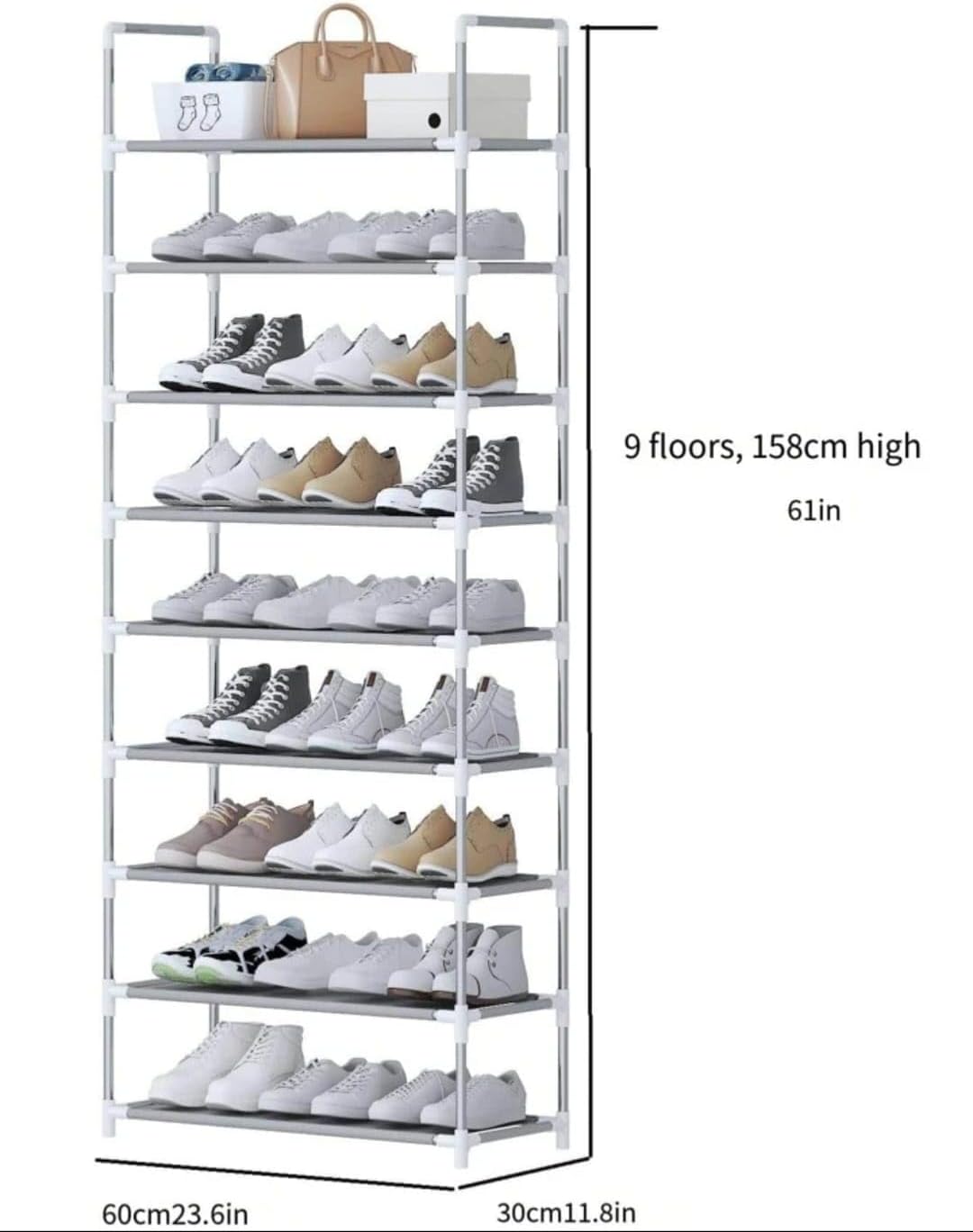 Sapateira Vertical Luxo 9 Prateleiras para 27 Pares — foto 2