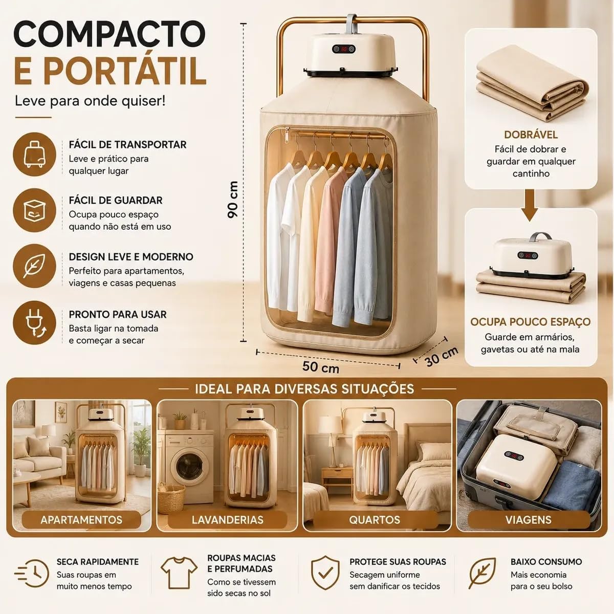 Secador De Roupas Portátil Elétrico Aquecedor Varal Dobráve 220V — foto 4