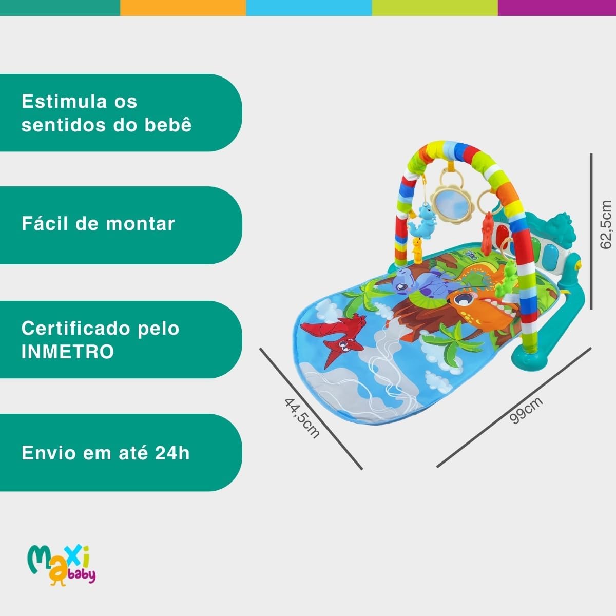 Tapete de Atividades Para Bebê Piano Funny Dino Maxi Baby — foto 6