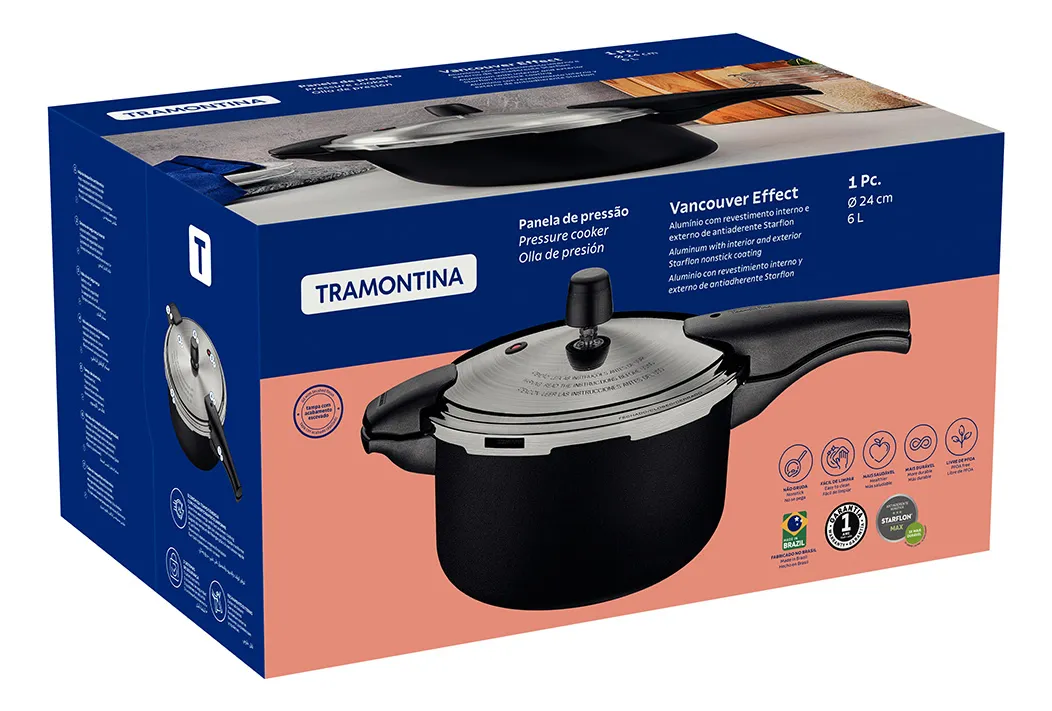Tramontina 6,0l Vancouver 24 Cm Grande Panela De Pressão — foto 3